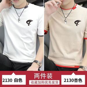 啄木鸟短袖t恤男士纯棉夏季新款圆领半袖宽松潮流体恤百搭上衣男