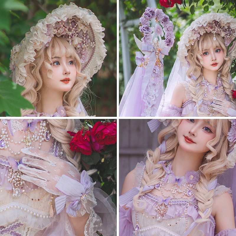 春日礼盒紫色小物 原创lolita头饰发带权杖项链手作颈链花嫁配饰,模玩/动漫/周边/娃圈三坑/桌游,lolita洛丽塔配饰小物/道具,淘宝优惠券,粉丝福利购,淘宝优惠卷