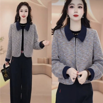 气质妈妈装秋季新款高档贵妃绒外套女士春秋洋气减龄休闲上衣开衫