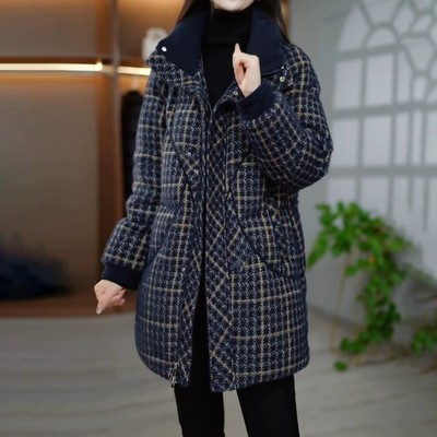 羽绒棉服女中长款2025年冬季新款宽松加绒面包服加厚保暖棉袄外套