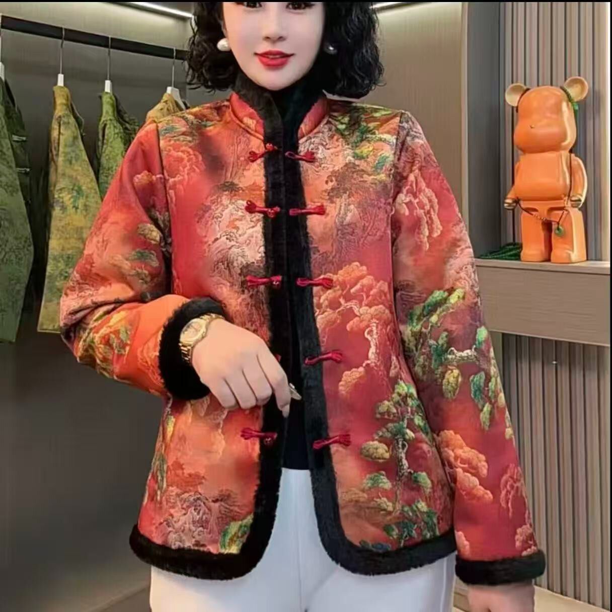 唐装中国风女复古中式盘扣加绒加厚棉衣外套改良版旗袍上衣小棉袄