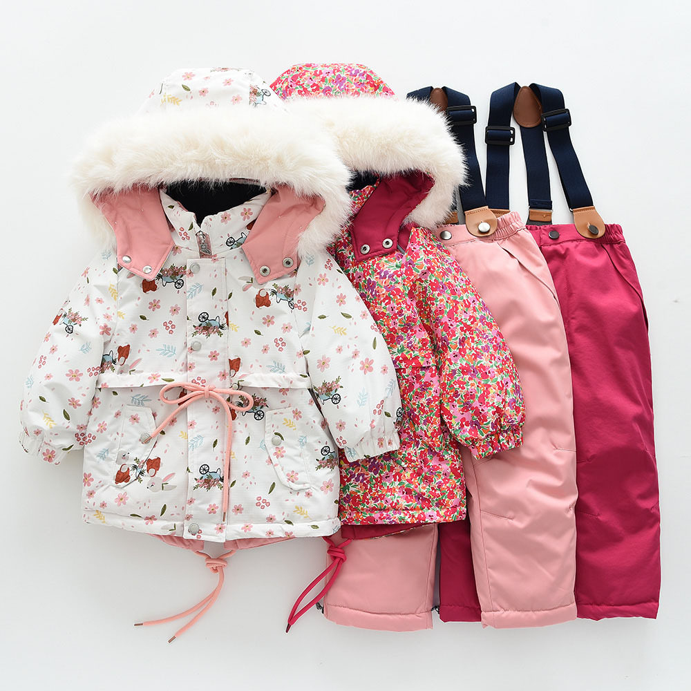 跨境儿童滑雪服防水套装女童外出服外套背带裤三件套2026秋冬新款