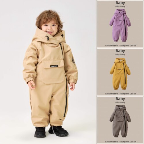 儿童连体衣滑雪服男女童加厚防寒宝宝小童爬服2026冬季新款衣服