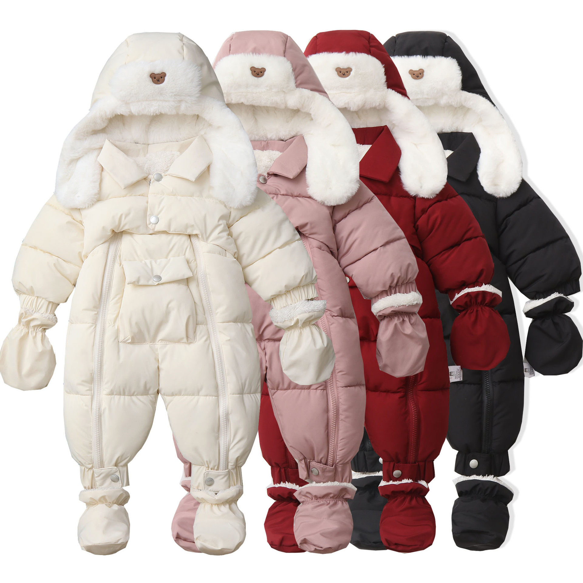 婴幼儿童加绒加厚连体衣爬服宝宝爬爬服防风滑雪服2025冬新款童装