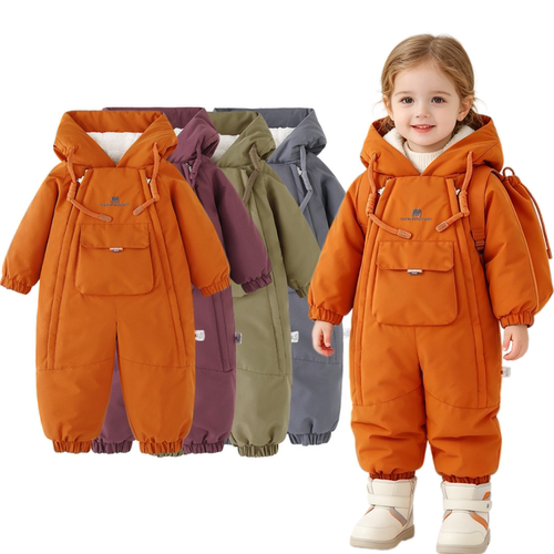 加绒加厚儿童连体衣滑雪服1-4岁男女宝宝爬服防风防水冬季工作服