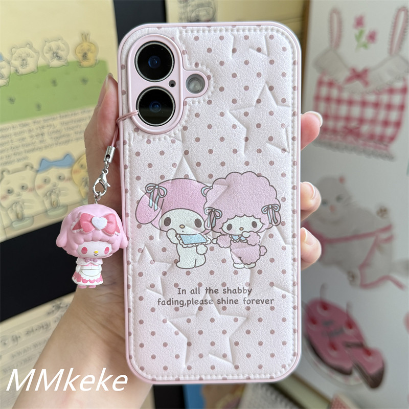 MMkeke日韩ins风秋冬古早萌物美乐蒂小羊适用iPhone17promax全包贴皮手机壳苹果16pro精孔保护套14可爱15pm