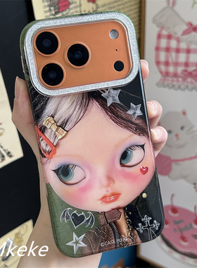 MMkeke小众个性高冷感辣妹小布娃娃芭比女孩适用iPhone16promax双层imd手机壳苹果17pro橙色保护套15pm/13/14