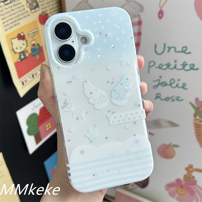 闪粉小众天使翅膀双层手机壳