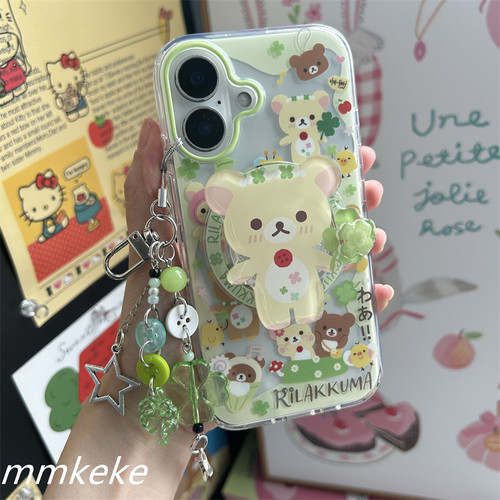 四叶草轻松熊旋转磁吸支架手机壳