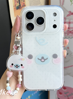 MMkeke日系古早感萌物ins波点豆芝麻小海豹适用苹果17promax双层imd手机壳iPhone16pm保护套15pro可爱14pm/13