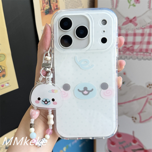 MMkeke日系古早感萌物ins波点豆芝麻小海豹适用苹果17promax双层imd手机壳iPhone16pm保护套15pro可爱14pm