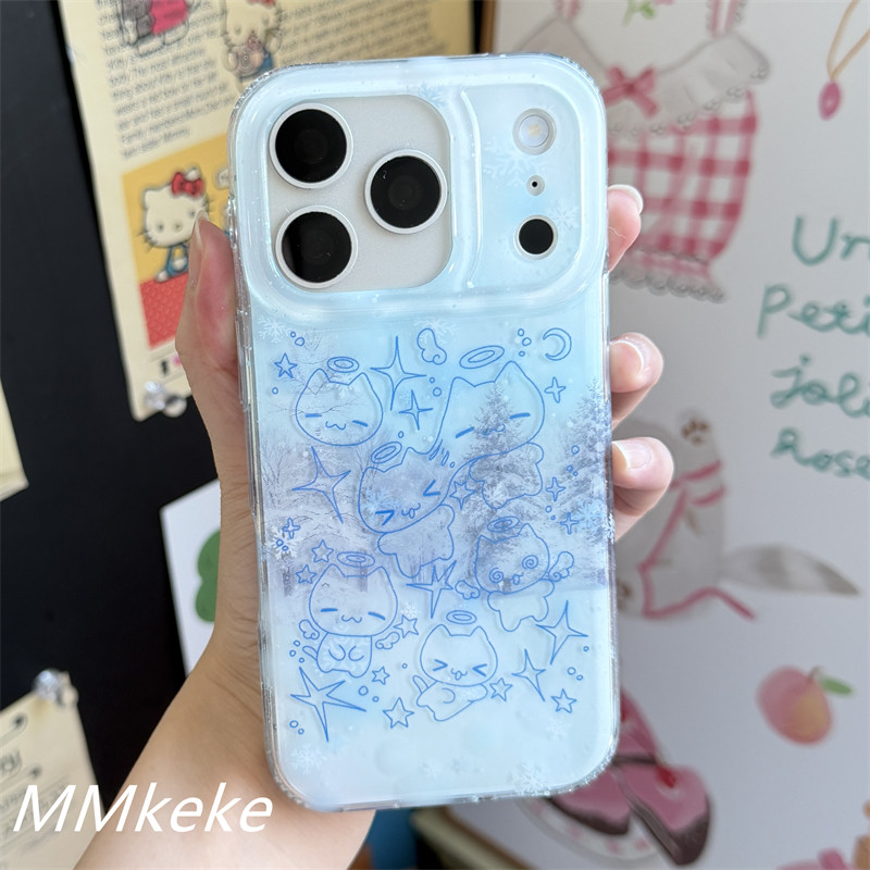 雪花天使猫咪双层手机壳