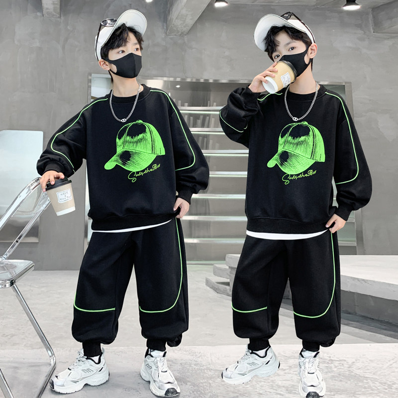 男童春装卫衣套装春秋款2026新款儿童春季痞帅气时髦炸街上衣潮酷