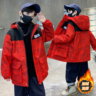 加厚派克服中大童男孩棉衣 帅气儿童冬装 男童秋冬款 加绒外套2025款