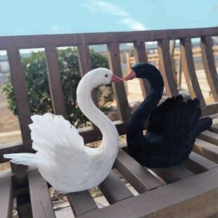 仿真天鹅羽毛天鹅摆件园林模型婚庆场景布置摄影道具园林景观装饰