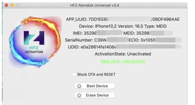 适用于苹果 HFZ-Ramdisk注册 激活 id 信号 iphone ipad物主锁