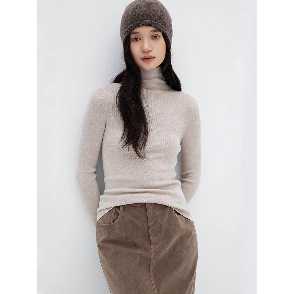 岛精无UAU 德国扬子120s双倍加厚领半缝高高领羊毛毛衣织打底针衫