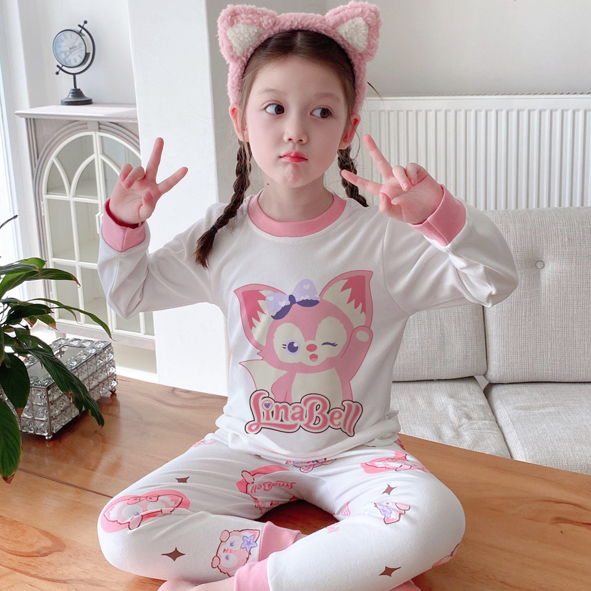 春秋女童纯棉家居服内衣套装