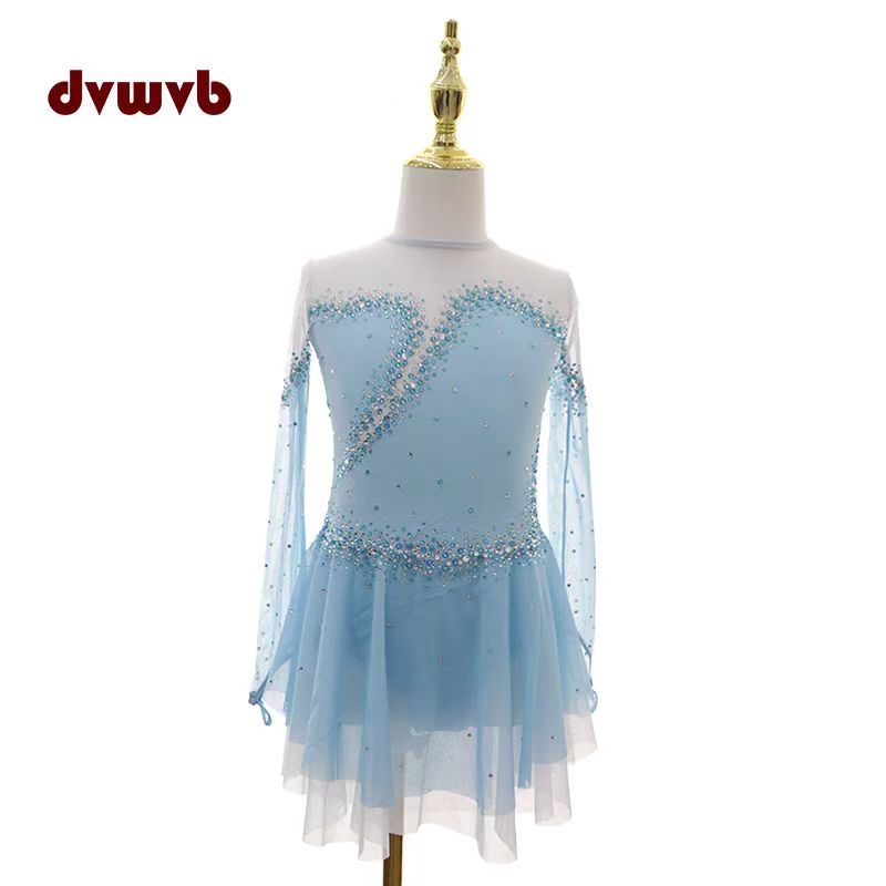 DVWVB定制花样滑冰 烫钻滑冰服滑冰裙表演服考级服儿童成人款X305