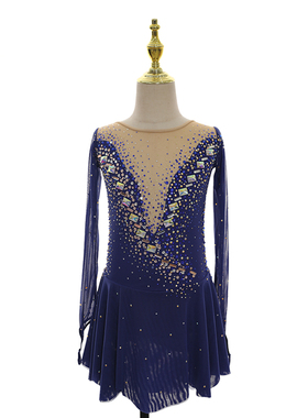 定制花样滑冰表演服定制女童轮滑溜冰裙儿童成人比赛考级服K069