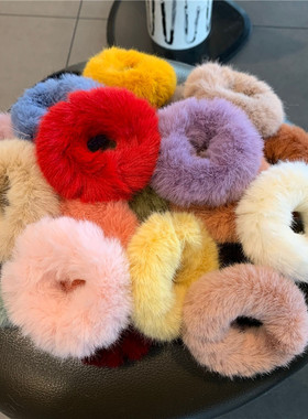 温暖软糯秋冬毛毛发圈仿兔毛头绳可爱毛毛绒绒发绳超舒服少女皮筋