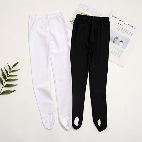 踩脚裤女童练功服白色氨纶拉丁舞