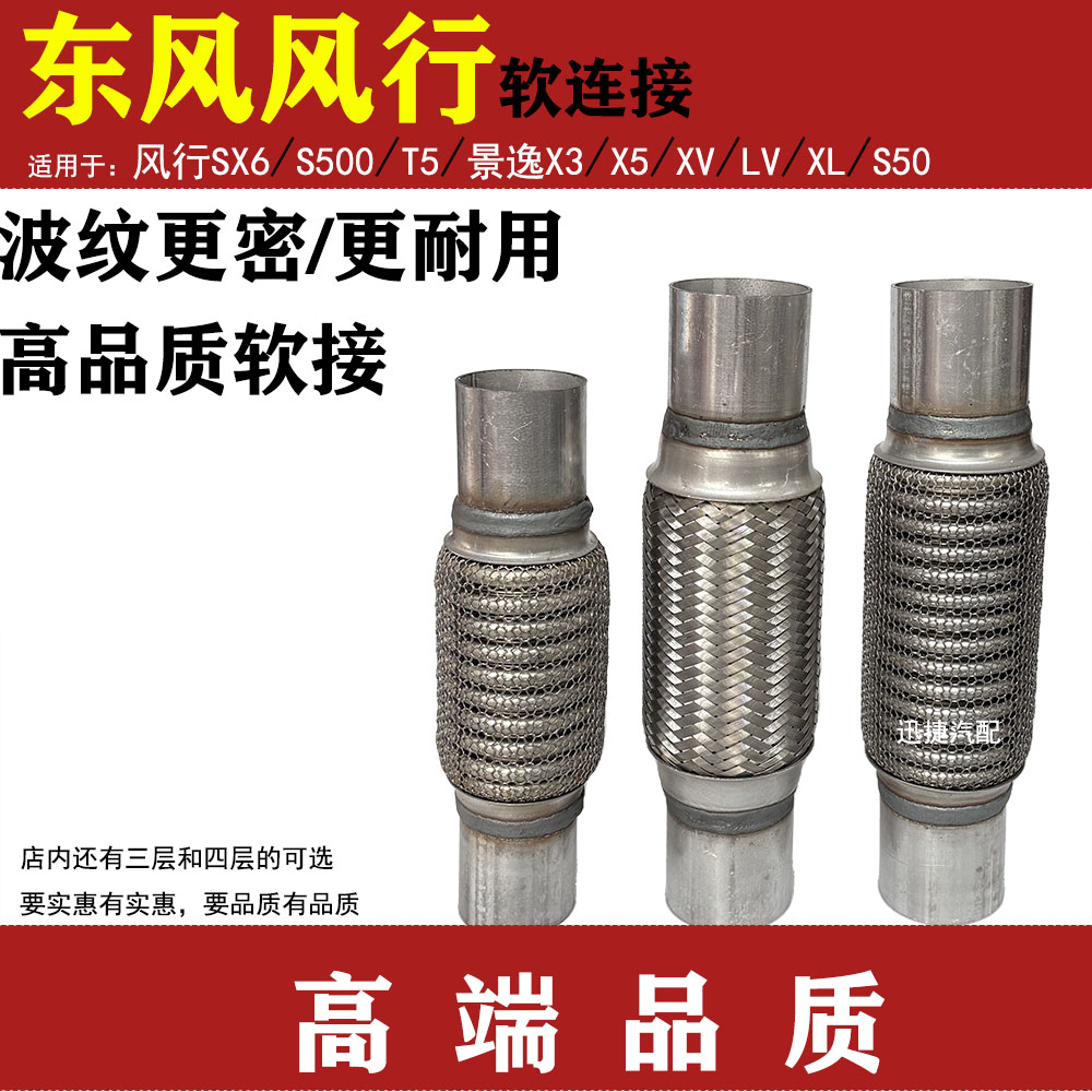 适用东风风行SX6 S500 T5景逸X3X5X6S50排气管软连接消音器减震网