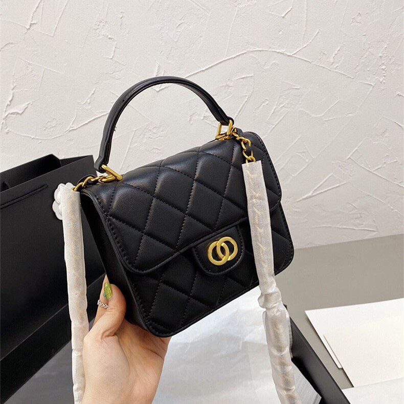 2025新款小羊皮包包女潮时尚真皮单肩斜挎手提包菱格方胖子链条包