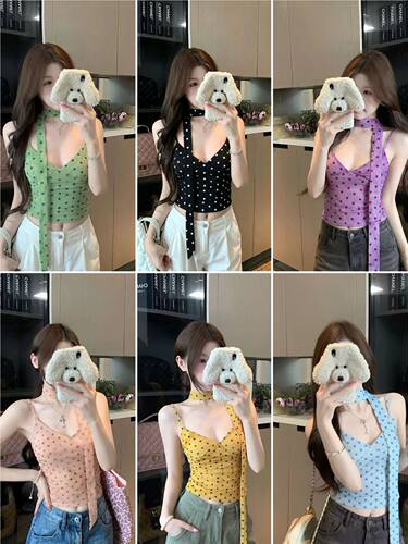 网纱波点扎染美背9109#立体印花波点 带胸垫