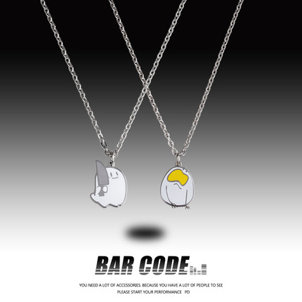 BARCODE 新款小幽灵蛋蛋情侣项链可爱小众简约学生闺蜜吊坠男女款