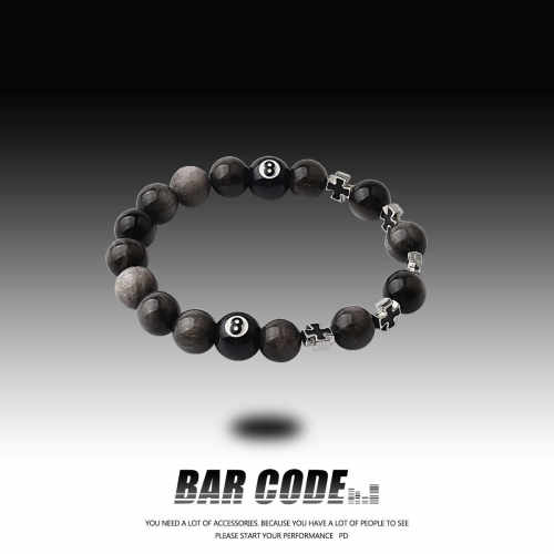 黑八黑曜石手链BARCODE嘻哈