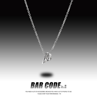 个性 弧角几何简约项链男生小众时尚 百搭高级感吊坠女潮 CODE BAR