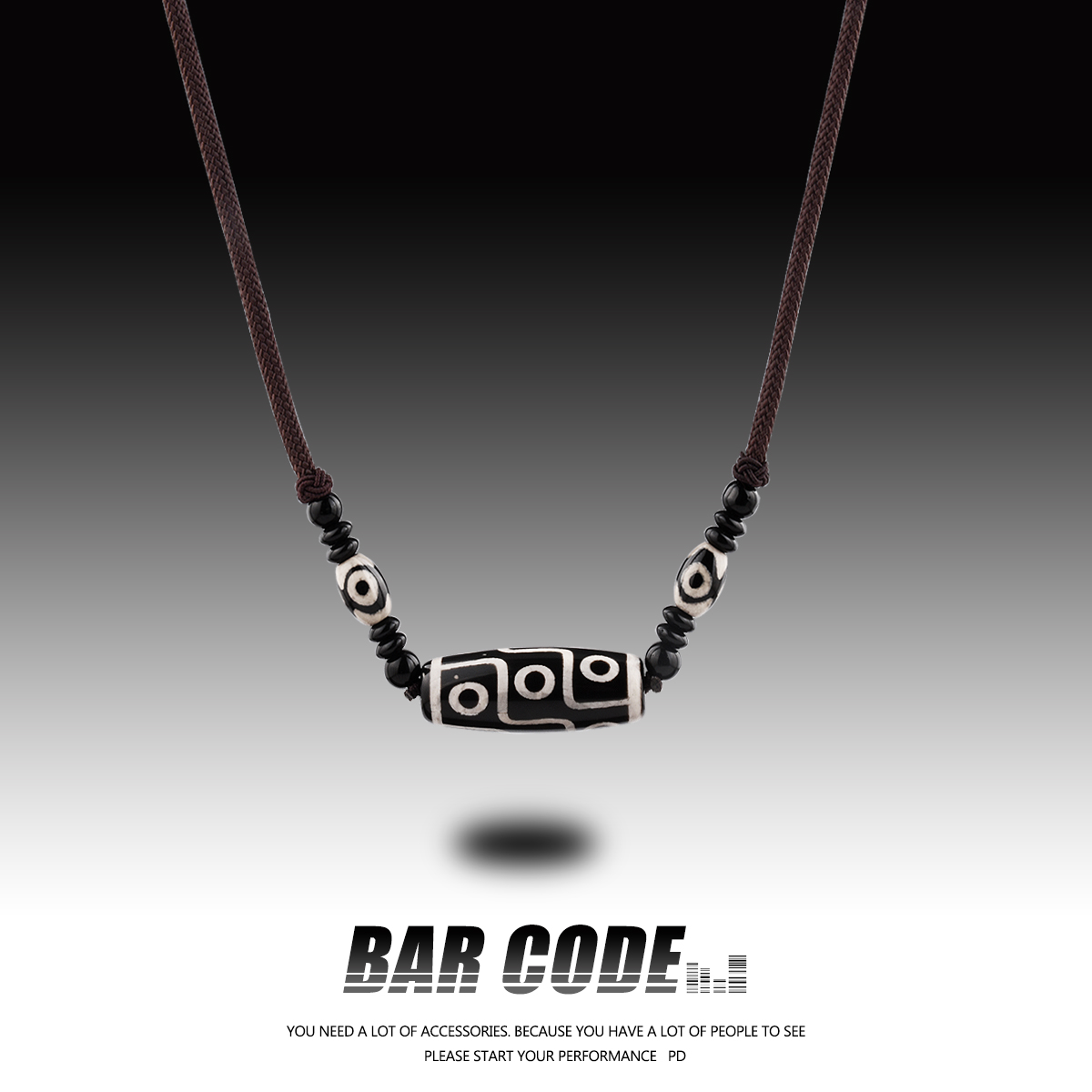BAR CODE 中式风藏式天珠项链男女生个性简约小众高级感锁骨链潮