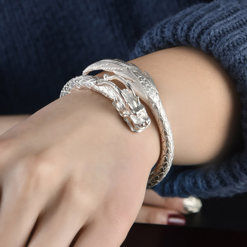 原创手工定制999纯银龙头手镯