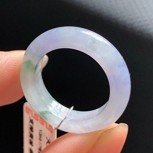 Y264 17#翡翠指环戒指戒圈天然a货玉石圆戒素圈缅料紫色玉戒