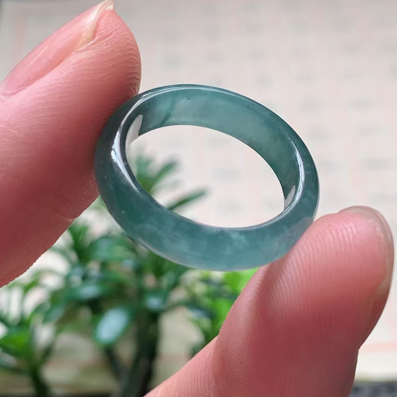 R621 圈口14-15 翡翠指环戒指戒圈天然a货玉石圆戒素圈