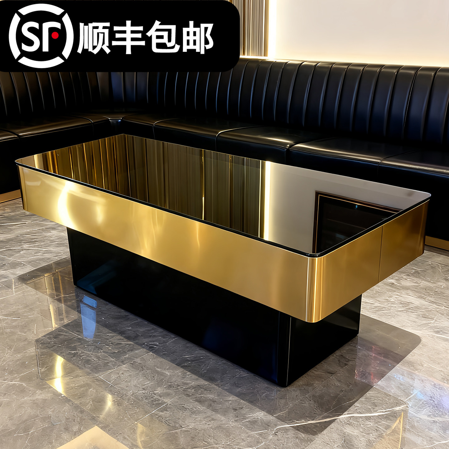 KTV茶几专用岩板大理石会所酒吧发光桌子卡拉夜场k房歌厅包厢沙发