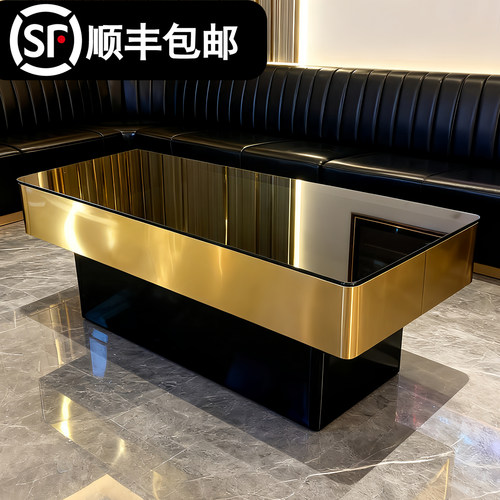 KTV茶几专用岩板大理石会所酒吧发光桌子卡拉夜场k房歌厅包厢沙发
