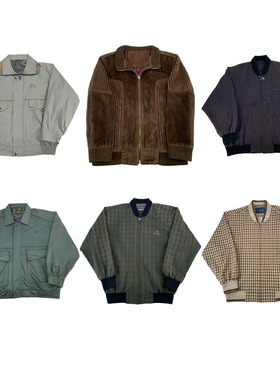 vintage古着美式复古中古港风棒球服工装阿美咔叽男女外套G196