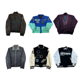 vintage古着日式复古棒球服工装阿美咔叽牛仔男女厚款外套H242