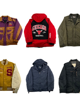 vintage古着美式复古棒球服工装阿美咔叽牛仔男女厚款外套H109