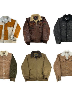 vintage美式复古阿美咔叽羊羔绒加绒加厚灯芯绒工装夹克外套H180