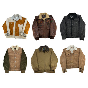 vintage美式复古阿美咔叽羊羔绒加绒加厚灯芯绒工装夹克外套H180