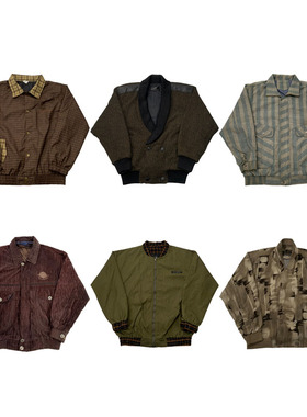 vintage古着美式复古中古港风棒球服工装阿美咔叽男女外套G168