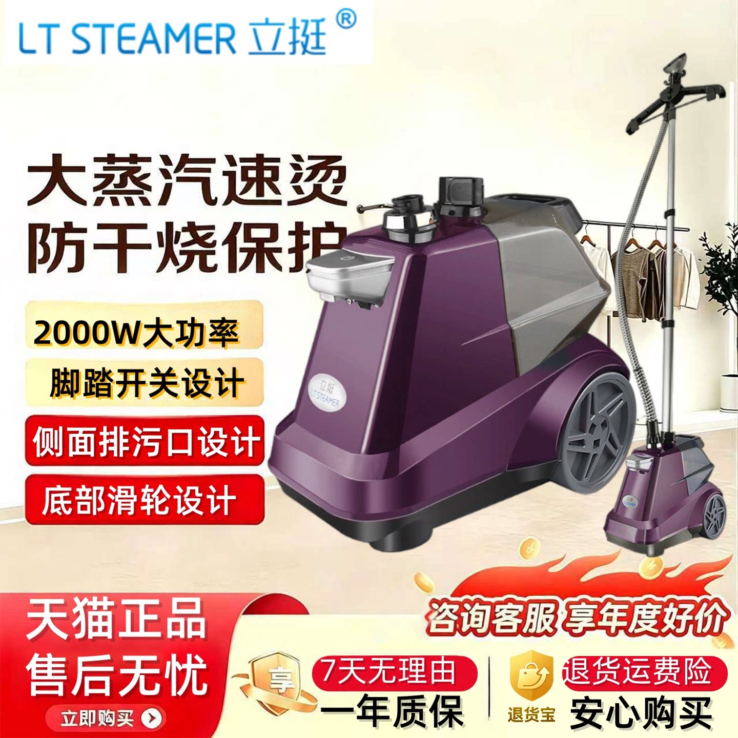 2000W大功率立挺蒸汽挂烫机图片