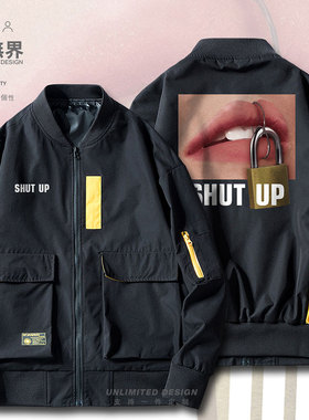 女性性感嘴唇闭嘴红唇欧美另类夹克男女新款宽松衣服设 无界