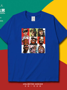 说唱RAP歌手合集搞怪大头照短袖T恤男女欧美风运动服0001设 无界