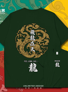 中国风ins潮嘻哈男女个性纯棉短袖T恤飞龙在天夏衣服0004设 无界