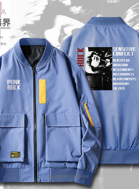朋克摇滚黑白照片报纸排版风格组合夹克男女潮牌服装设 无界