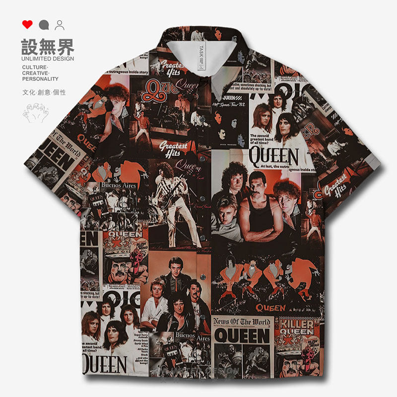 港风拼接QUEEN皇后乐队摇滚痞帅